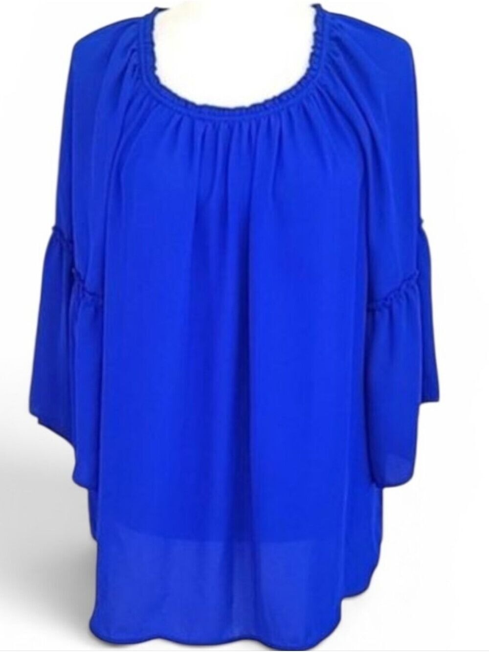 Royal blue size XL (no tag) flowy boho blouse 3/4 sleeve